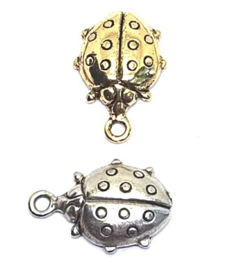 2pcs. Ladybug Pendants Charms Cast Fine Pewter - 13x19x4mm; -2mm-;1D