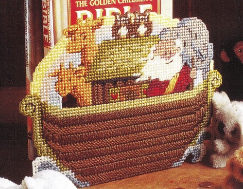 Plastic Canvas Musical Kitty Towel Door Hanger Noahs Ark Tissue Bank Patterns - Picture 6 of 8