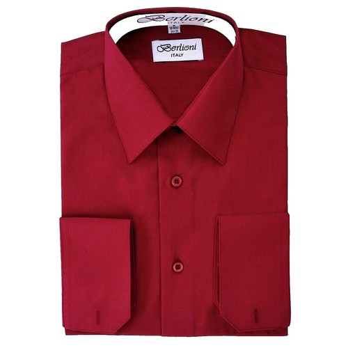 apple red mens dress shirt Giovanni Men's Apple Red Convertible Cuff Dress Shirt