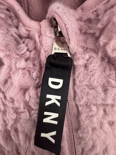 DKNY Sport Hooded Fleece Jacket Sz 5/6 Pink Pockets Girls - Picture 7 of 9