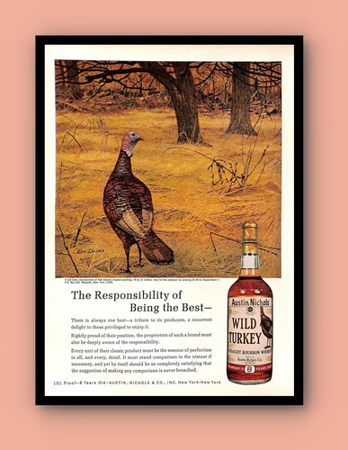 1966 Austin Nichols Wild Turkey Whiskey Vintage PRINT AD Bourbon Outdoors Art - Picture 3 of 4