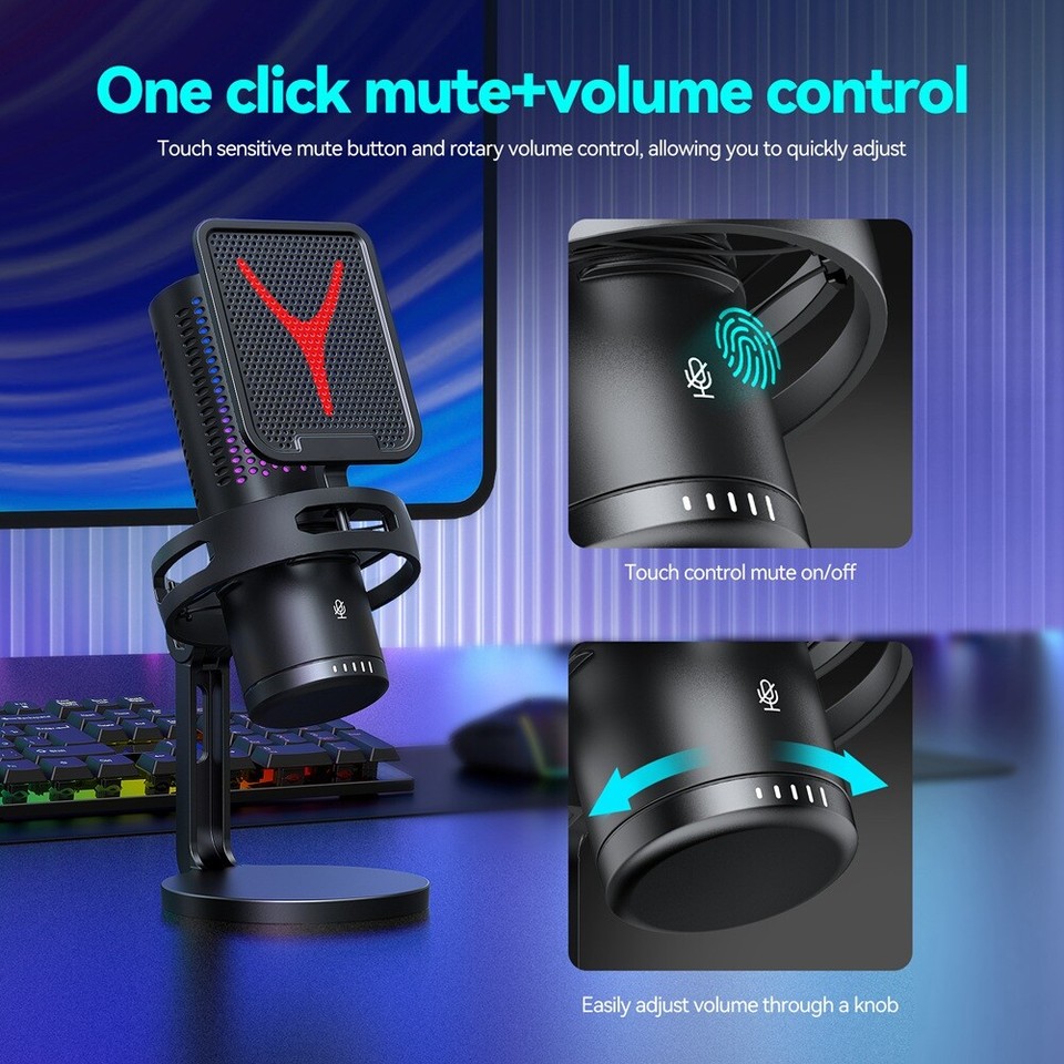 Gaming Microphone Professional Condenser Microphone RGB USB Wired Mic