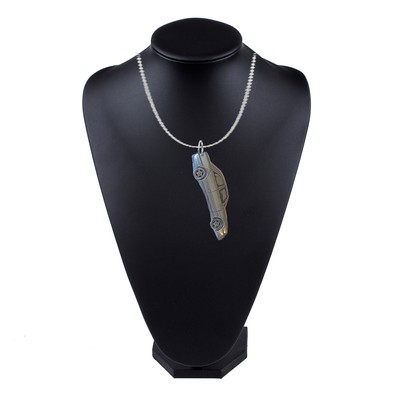 refB5 Merc e class 1999 3D Pewter effect Car Silver Plated 16'' Necklace