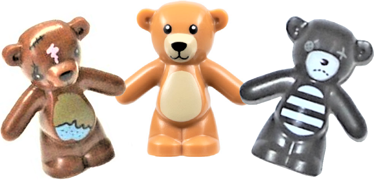 Genuine LEGO TEDDY BEAR TRIO - LOT OF 3 (Parts 98382pb001/004/005