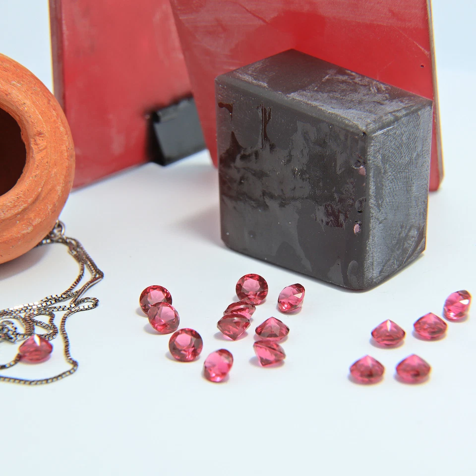 Rough Dark Ruby Nano Crystal Gem Heat Resistant Artificial Faceting Stone (RD) - Image 4 of 4