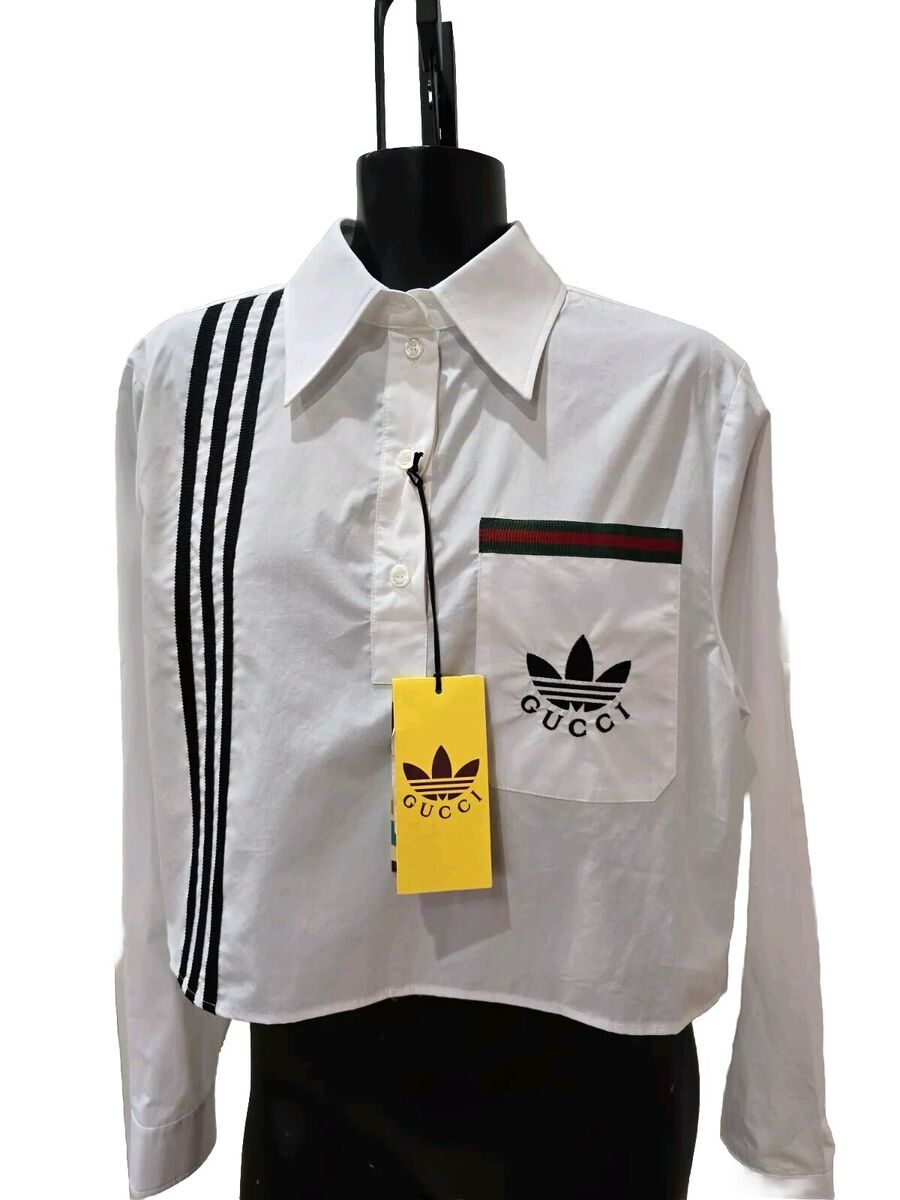 GUCCI x Adidas White Popeline Cotton Dress shirt Size 38 GUCCI x Adidas White Popeline Cotton Dress shirt Size 38