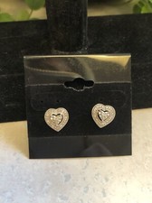 Sterling Silver 925 Heart Earrings With Clear Cubic Zirconia Crystals
