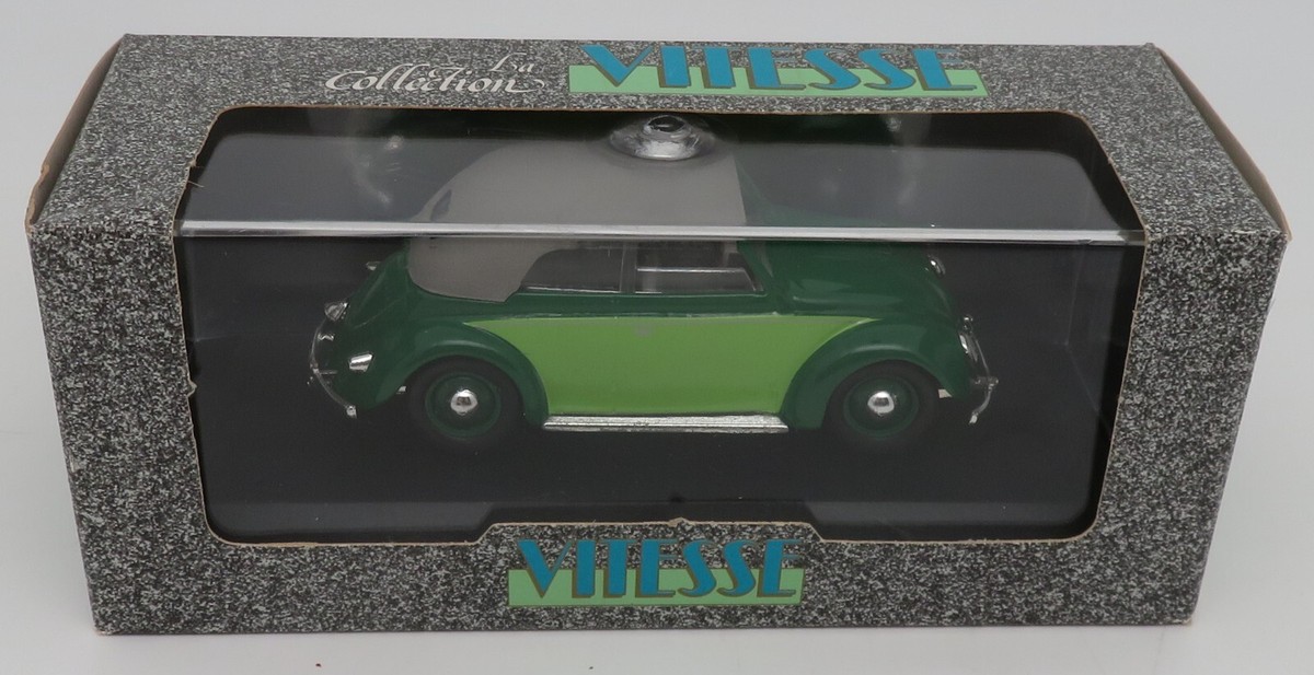Voiture Miniature Volkswagen Coccinelle Cabriolet 1949 Verte - Vitesse 1/43 Vintage