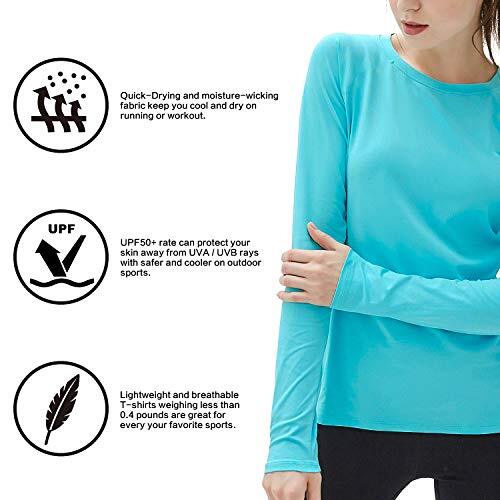 Women's Long Sleeve UPF 50+ UV Sun Protection Shirts Rash Guard Medium Blue - Picture 5 of 7