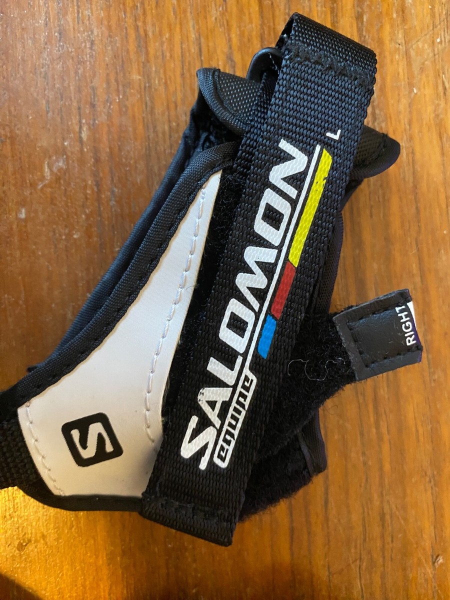 Salomon GRIPS STRAPS FOR SKI POLES COUNTRY PAIR NEW BALCK AND WHITE EQUIPE