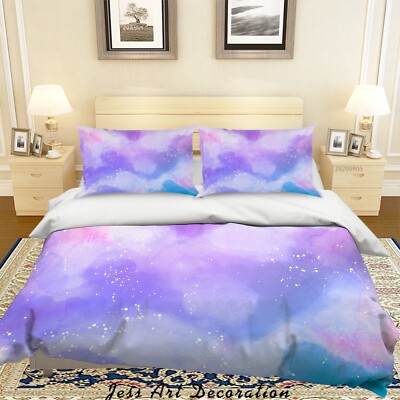 3D Purple Abstract Watercolor Quilt Cover Set Bedding Sets Pillowcases Queen 2