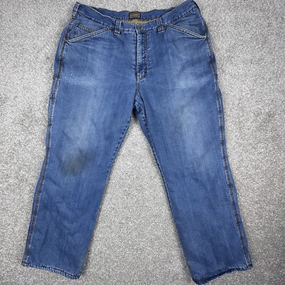 CE Schmidt Jeans Mens 40x32 Blue Fleece Lined Denim Carpenter Workwear Outdoor
