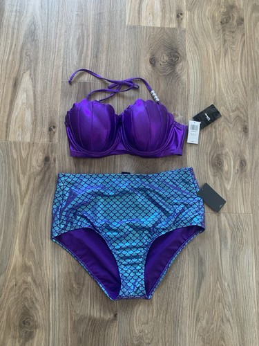 NWT Hot Topic 1X Disney Little Mermaid Swimsuit Shell Top Green Blue