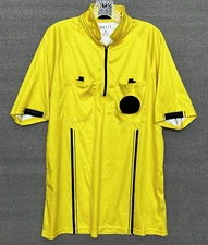Soccer Referee Jersey Smitty Shirt 1/4 Zip Yellow Short Sleeve Mens Size Large