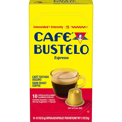 Café Bustelo Espresso Capsules, Dark Roast Coffee, Nespresso Original, 10 Count