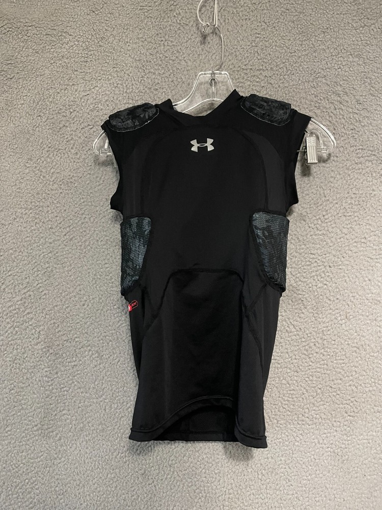 Under Armour Youth Football Padded Shirt Large Black Hex Protection for Boys