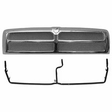 Grille and Mounting Bracket Kit Chrome & Silver for 94-02 Dodge Ram 2500 3500 
