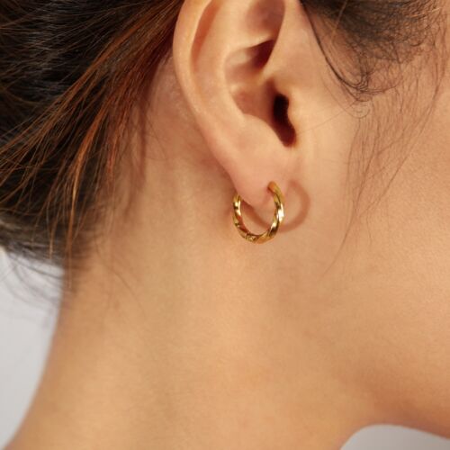Creole Twisted Stainless Steel Women's Men's Earrings Creole Unisex - Picture 2 of 8