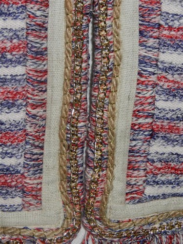 Gorgeous $159 Boston Proper Gold-chain Striped Boucle Jacket, size 2, NEW - Picture 6 of 11