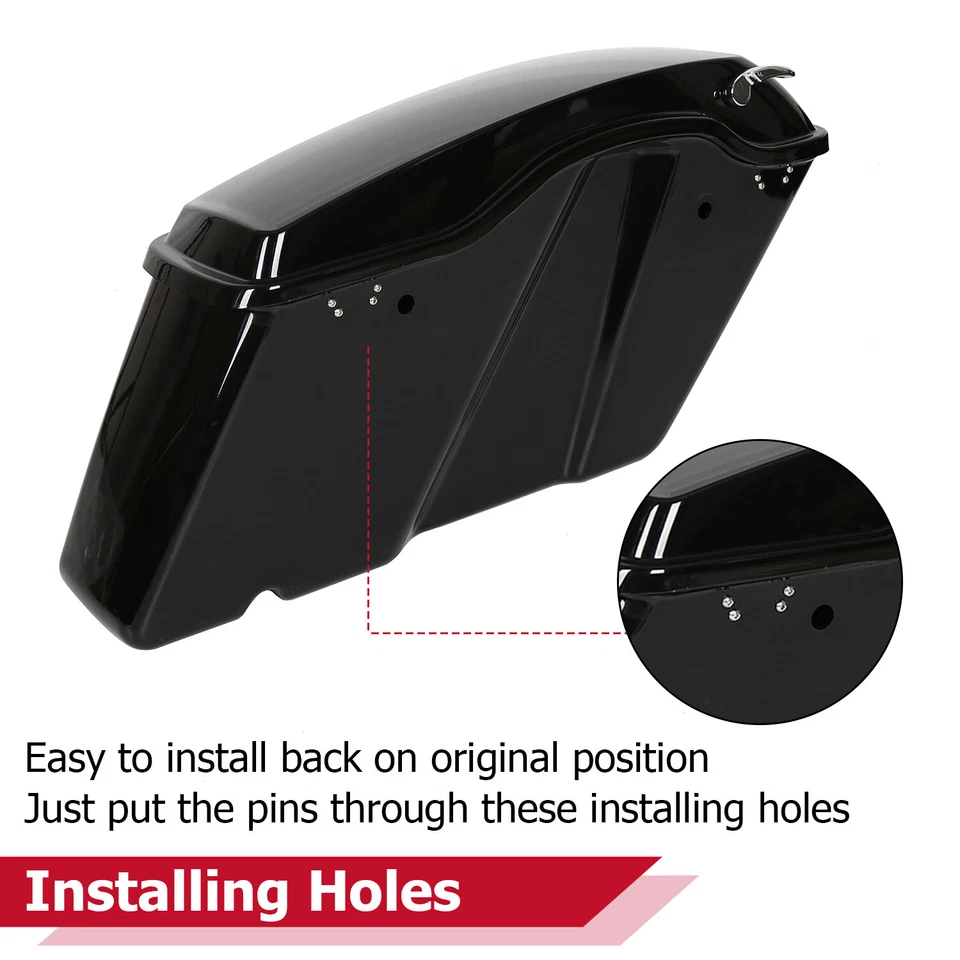 Black Hard Saddle Bags Saddlebags For 2014-2024 Harley Touring Road Street Glide - Image 4 of 4