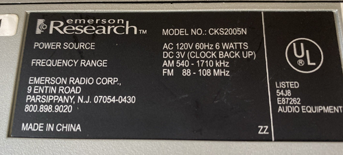 Emerson Research CKS2005 Auto SmartSet Digital AM FM Radio Dual Alarm Clock - Picture 11 of 13