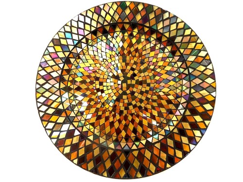 Beautiful Stained Glass Mosaic Platter 19.5" Diameter