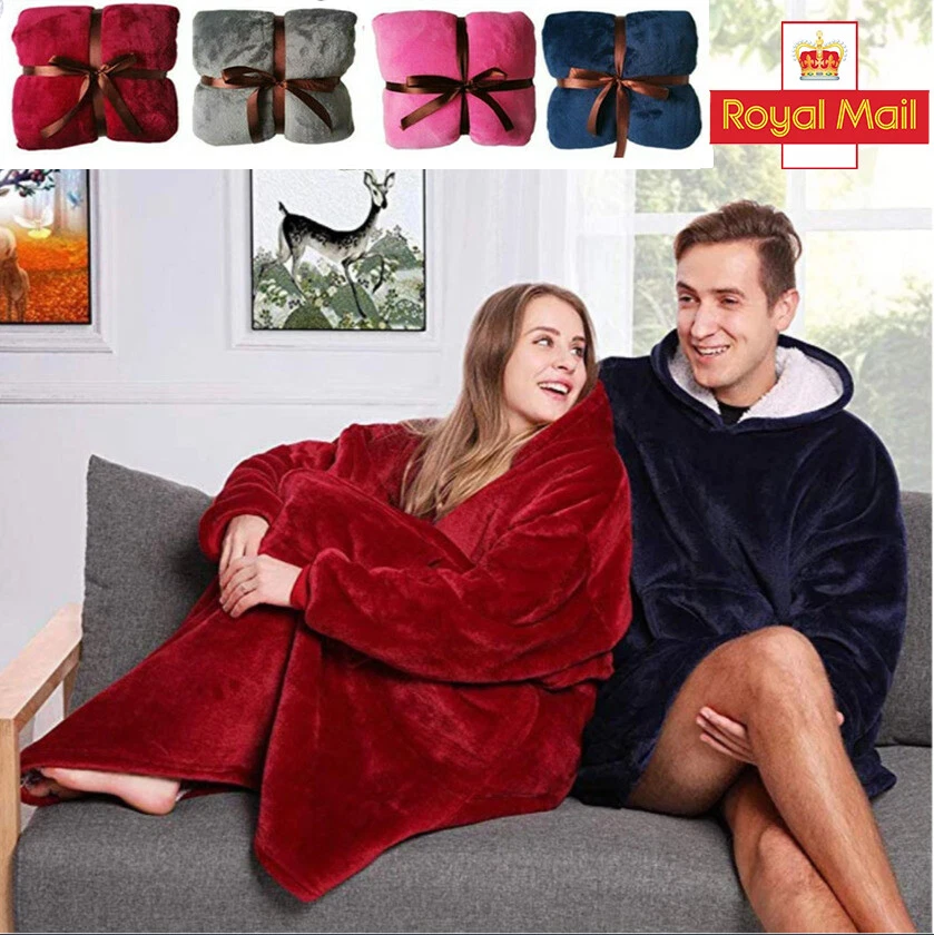 Sienna Extra Long Hoodie Blanket Oversized Soft Sherpa Fleece Giant  Sweatshirt | eBay