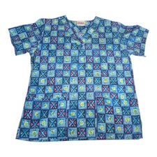 Jasco Uniform Co. Multicolor Pattern Medical Scrub Top Women s Size M
