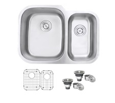 Ruvati Parmi Undermount Stainless Steel Double Offset Bowl Kitchen Sink