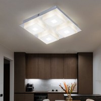 Deckenleuchte Wohnzimmerleuchte Deckenlampe Led 4 Flammig Alu Chrom Satiniert