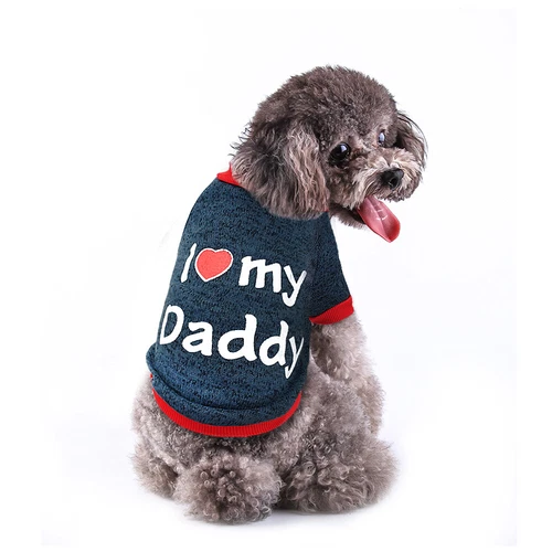 I Love Mummy/Daddy Dog Jumper Chihuahua Clothes Pet Puppy Cat Sweater Purppy UK - Picture 6 of 34