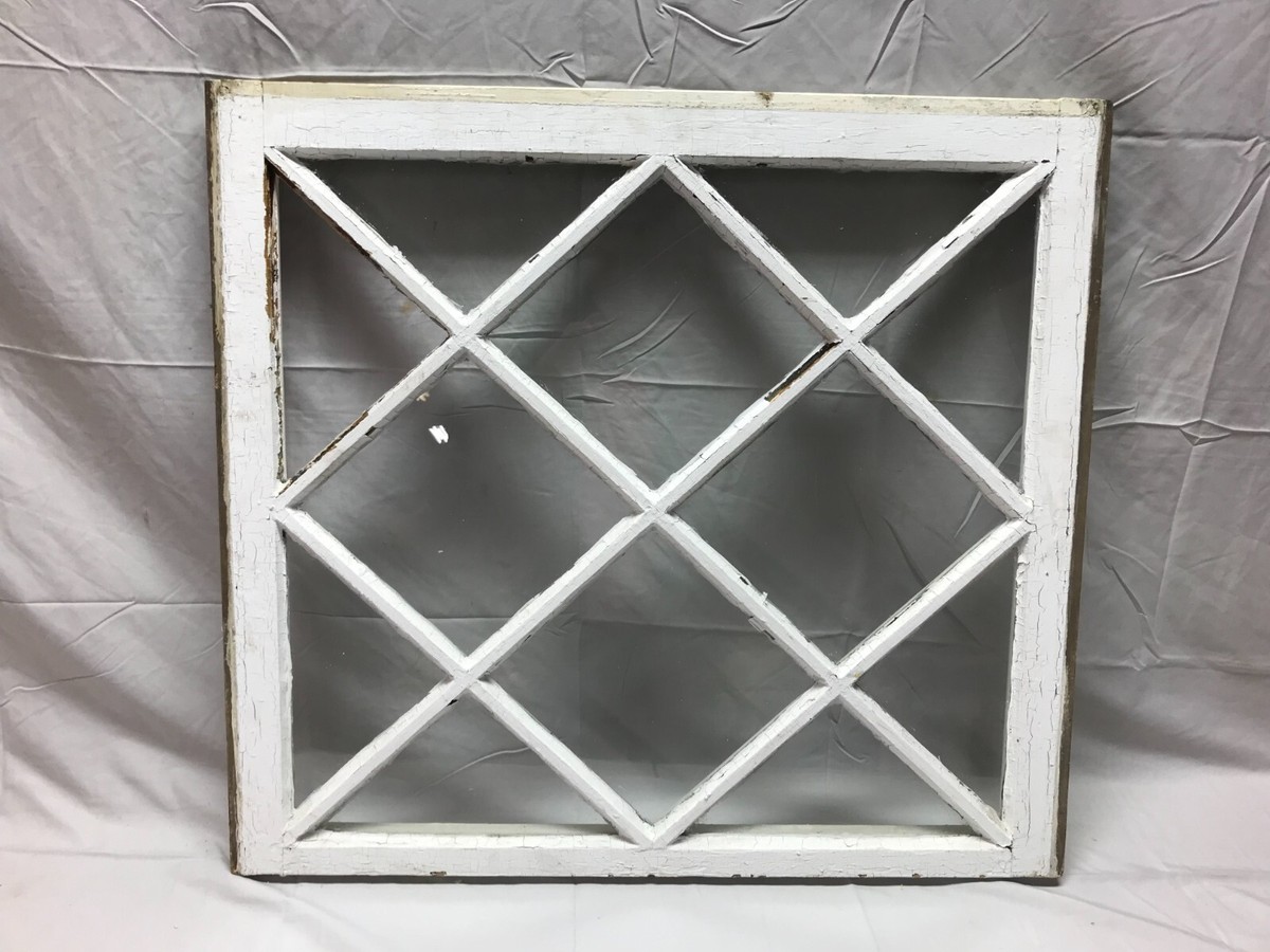 Antique Diamond Mission 12 Lite Window Sash Shabby White Chic