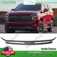 Smoke Chrome Front Bumper Grille Molding Trim Fit 2021-2024 Chevy Tahoe/Suburban