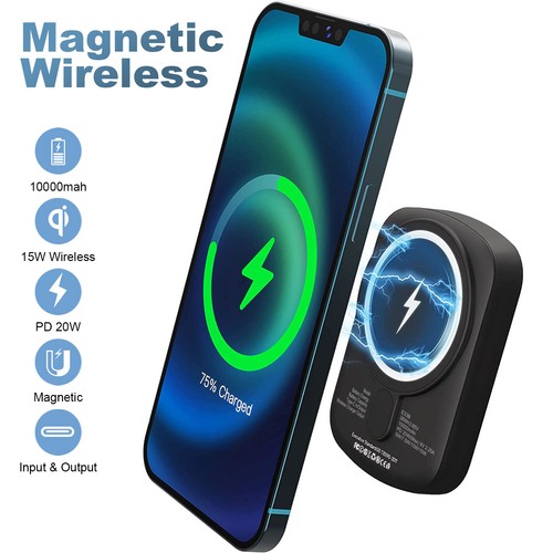 10000mAh Portable Charger Power Bank Magnetic Wireless for iPhone 12 13 Pro Max - Picture 11 of 12