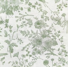 4 x Single Napkins Decoupage Crafts Green Floral 33 x 33 Cms.