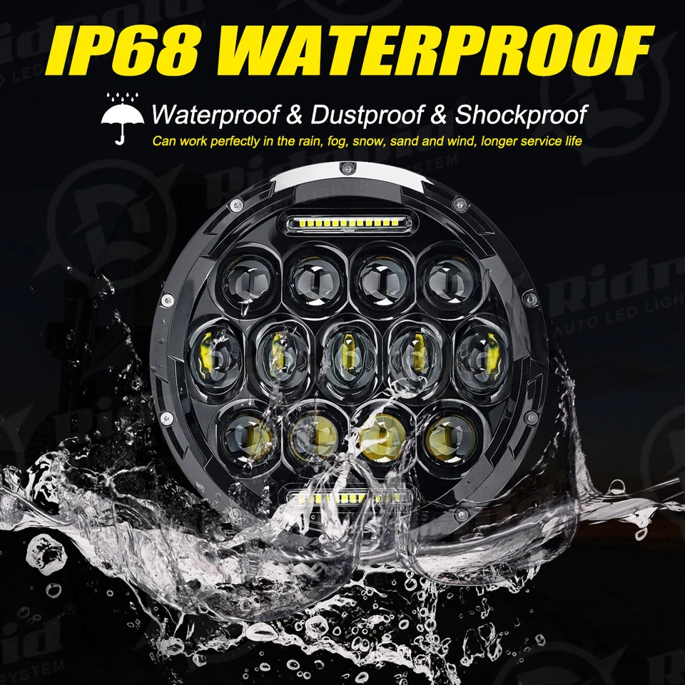 7" Inch LED Headlights Hi/Lo Beam+ Smoked Tail Lights For Jeep Wrangler TJ CJ JK - Image 3 of 4