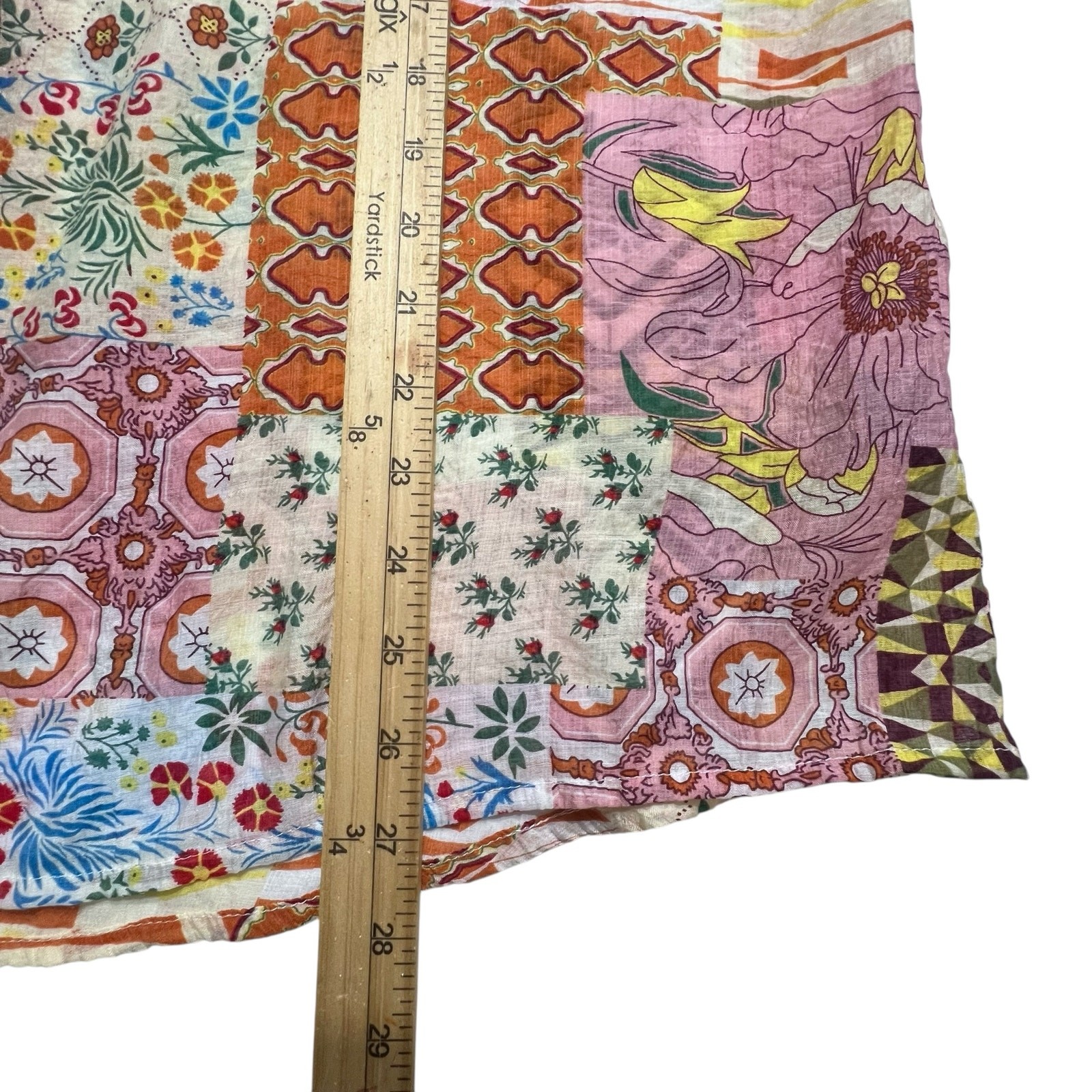 POL Patchwork Button Front Boho Blouse Womens Sma… - image 8