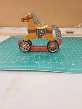 Vintage Wood Rocking Horse Ornament Toy Figurine Christmas Tree Decoration