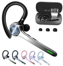 Bluetooth Headset, Wireless Earpiece with Mic for Work 72H Playtime, Black