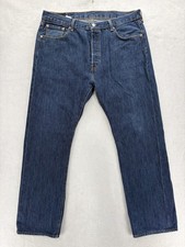 Vintage Levis 501 Jeans Mens 38x32 Blue Dark Wash Button Fly Straight Denim Y2K