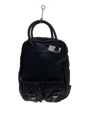 DIESEL Nylon Backpack, Black, All-over Quilted Star Pattern