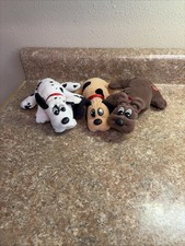 VINTAGE Tonka Pound Puppies Set of 3 white spotted Tan Brown Plush Toys