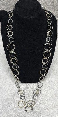 Designer Jennifer Lopez JLO Interconnected Gold/Silver Circle Loops 38 Necklace