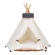Dog Teepee Bed Cat Tent Portable Houses Pet Puppy with Thick Cushion S:Size ...