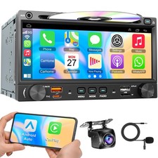[QLED Screen Upgrade] 7" Double Din Car Stereo CD DVD Player, Wireless CarPla...
