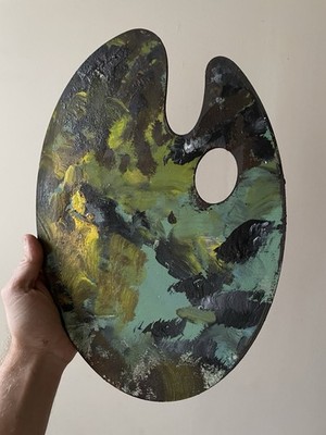 Wood artist paint palette painted acrylic (read  )