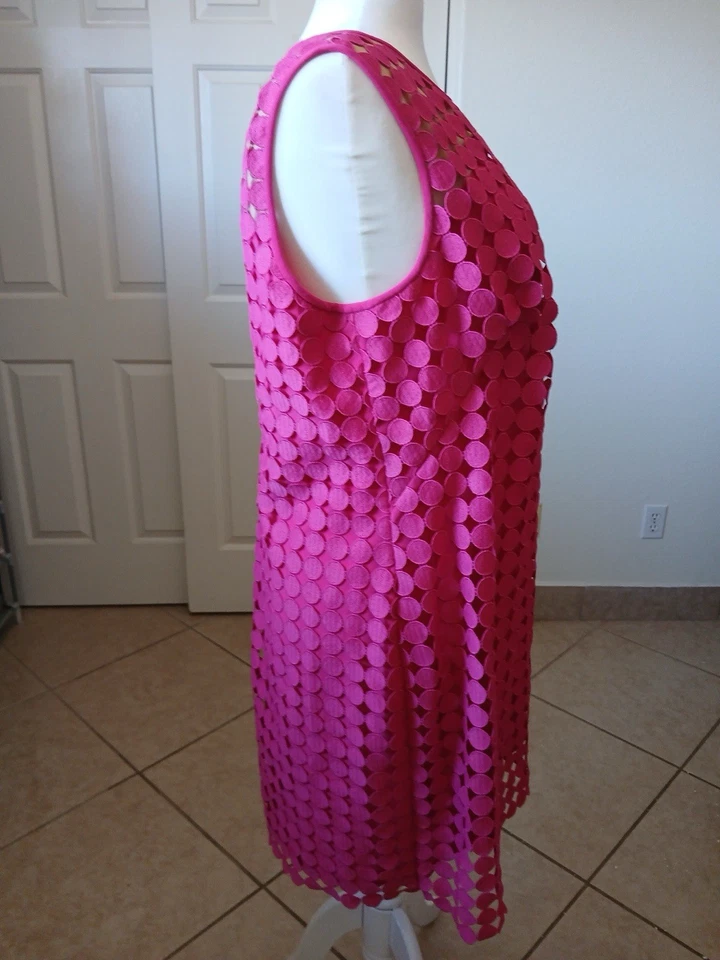 Vestido para mujer Lauren by Ralph Lauren 18W rosa círculo geométrico encaje funda fiesta Foto 4 de 4