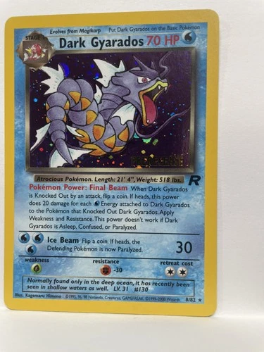 Pokémon TCG Dark Gyarados Holo Rare 8/82 Prerelease Holo 2000 Promo Unused