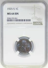 1925 S Lincoln Cent MS64 BN Brown NGC BU Unc Wheat Registry [037] Toned Purple
