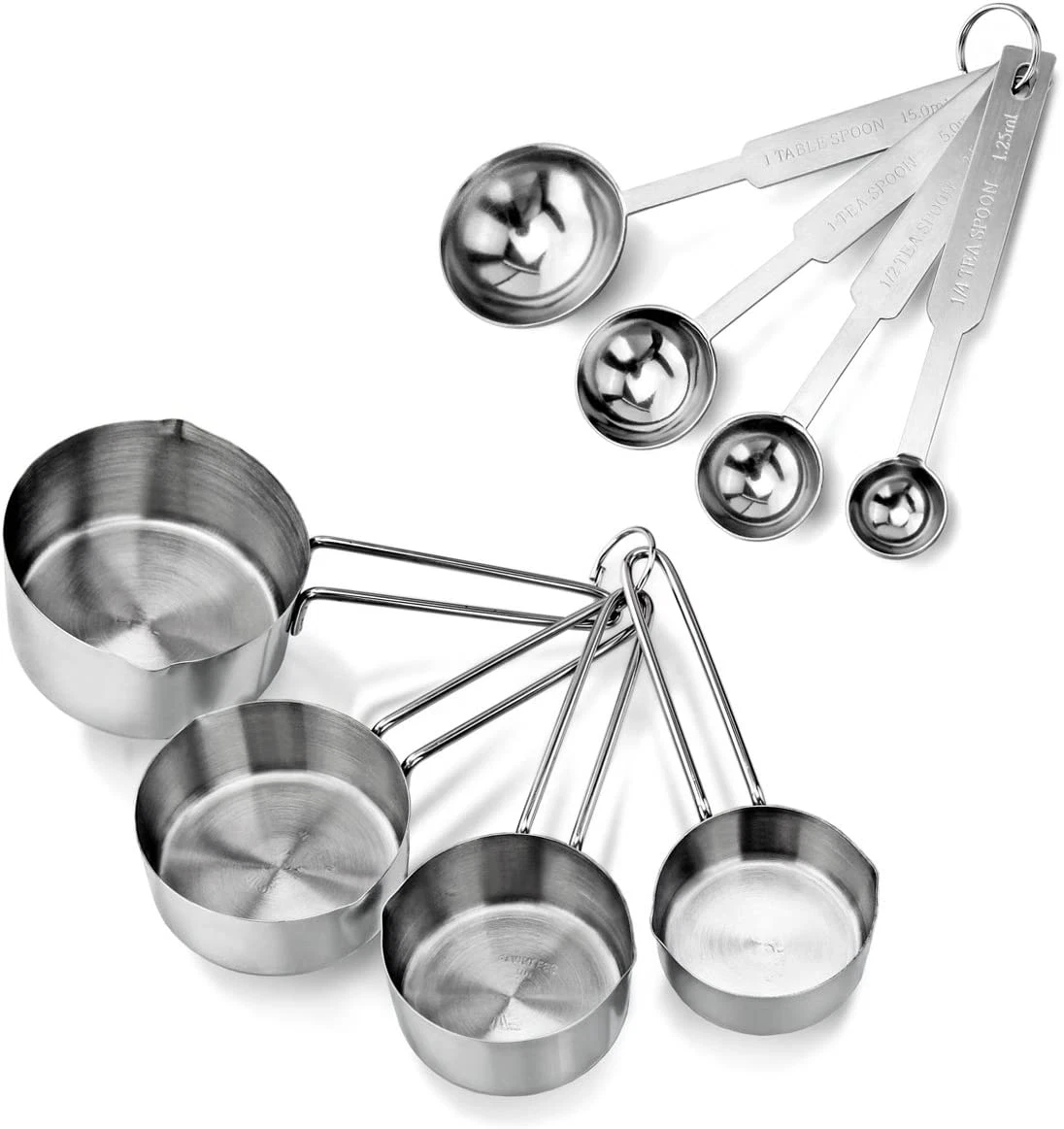42917 Stainless Steel 8-Piece Measuring Cups and Spoons Combo Set